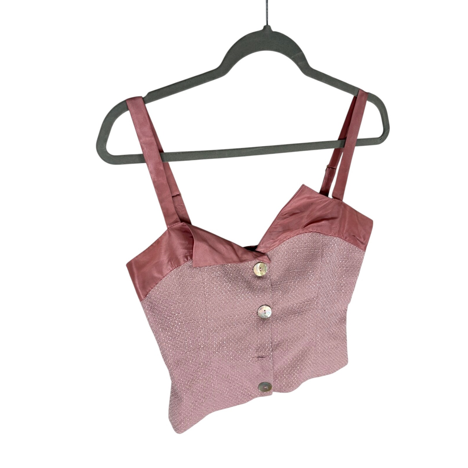 Fait Par Foutch Evelyn Cropped Top Tweed Linen Coquette Preppy Evening Y2k M — image 4 of 8
